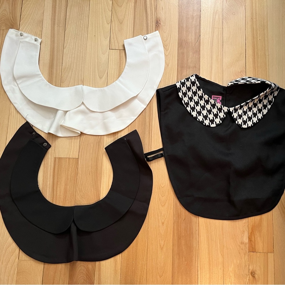 Set of Three Detachable Collars in Black and White